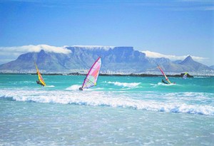 Windsurfing with Table Mountain Cape Town